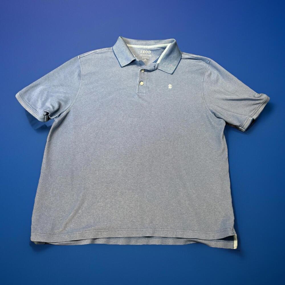IZOD‎ Advantage Performance Men's Size XXL Solid Blue Short Sleeve Polo Shirt